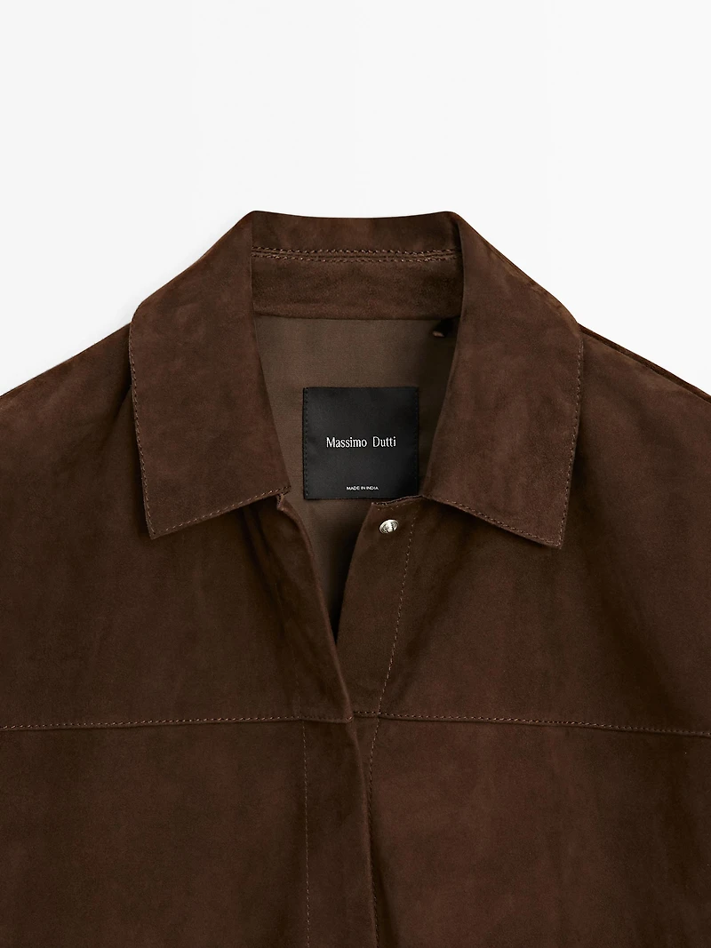 Suede leather overshirt