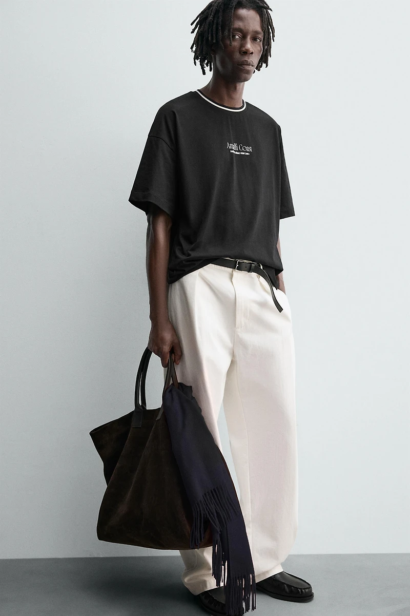 RAISED PRINT TEXT T-SHIRT