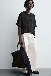 RAISED PRINT TEXT T-SHIRT
