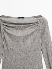 Draped boat neck top