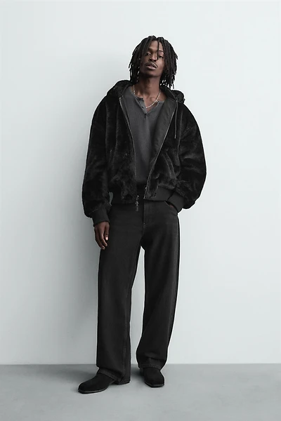 REVERSIBLE FAUX FUR BOMBER JACKET