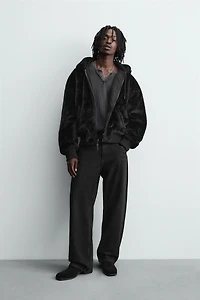 REVERSIBLE FAUX FUR BOMBER JACKET