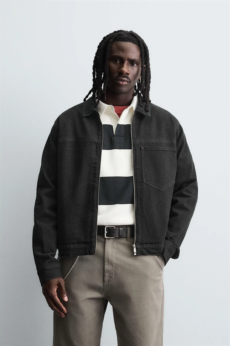 DENIM ZIP-UP OVERSHIRT