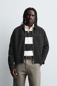 DENIM ZIP-UP OVERSHIRT