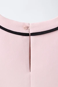 CONTRAST PIPING AND BOW DRESS