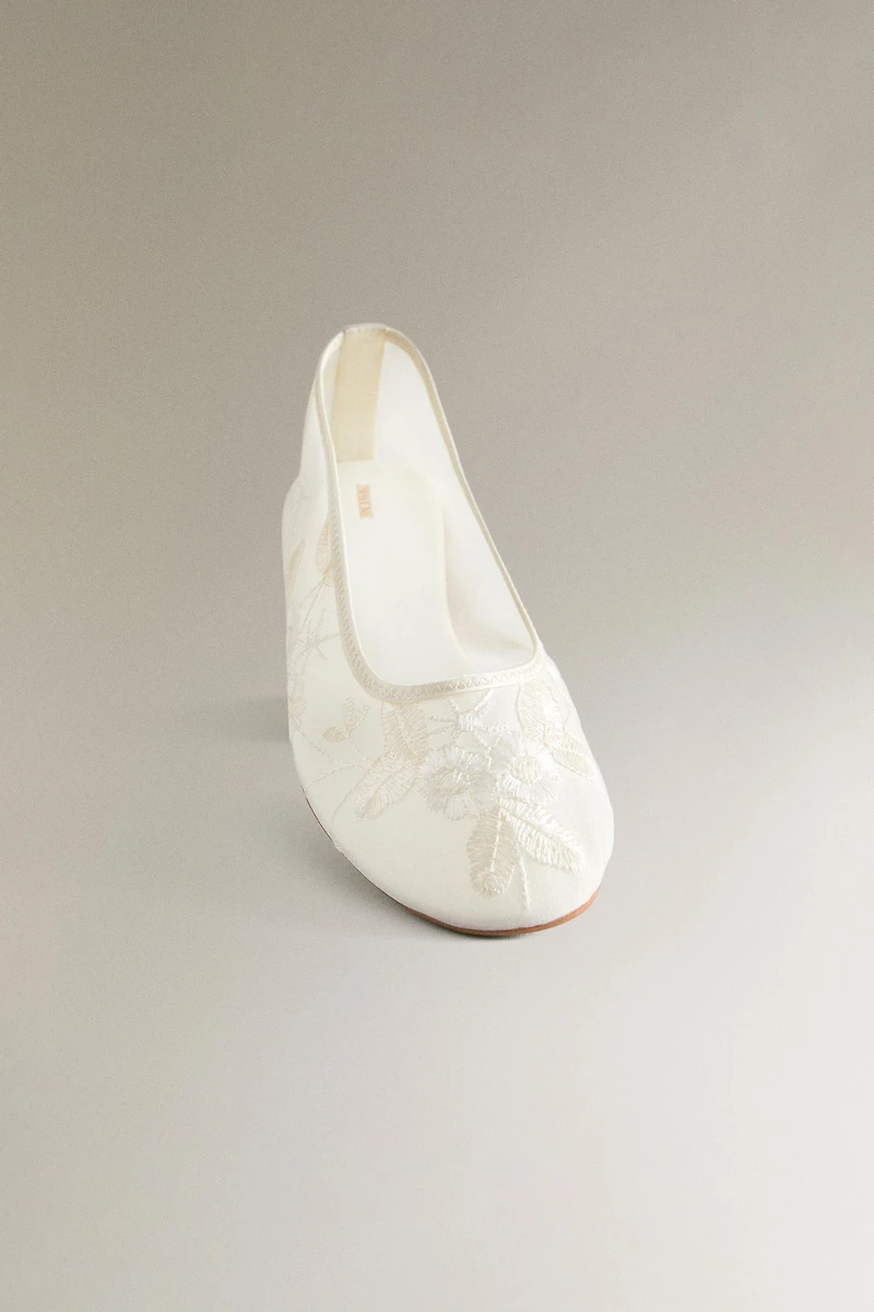 EMBROIDERED ORGANZA BALLET FLATS
