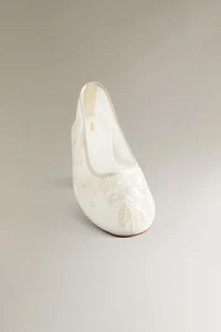 EMBROIDERED ORGANZA BALLET FLATS