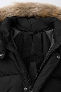 LONG FEATHER AND DOWN WATER REPELLENT WIND RESISTANT PUFFER COAT