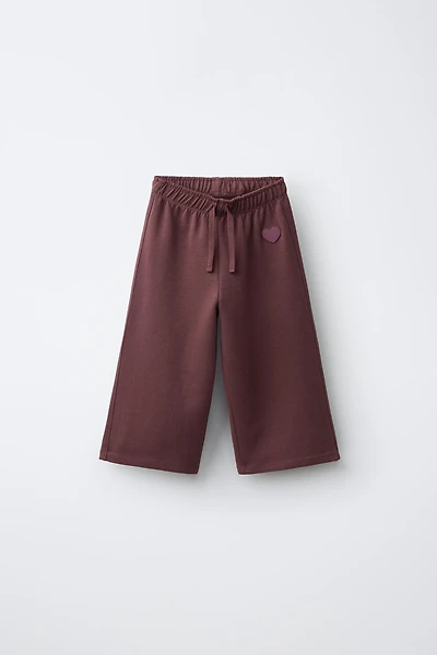 HEART INTERLOCK WIDE LEG PLUSH PANTS