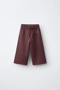 HEART INTERLOCK WIDE LEG PLUSH PANTS