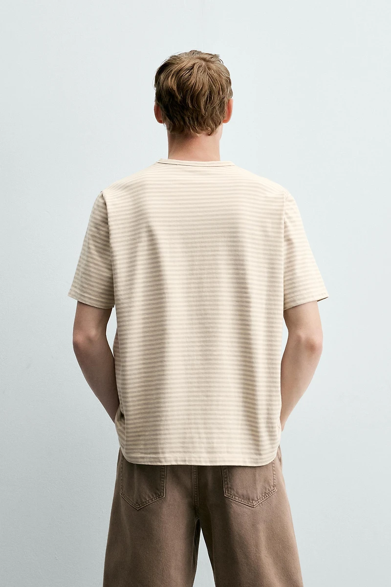 STRIPED JACQUARD POCKET T-SHIRT