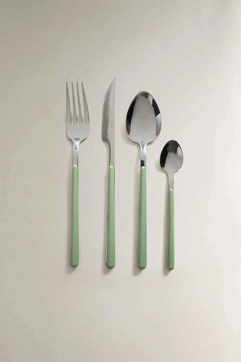 ENSEMBLE COUVERTS MANCHE VERT (LOT DE 4)