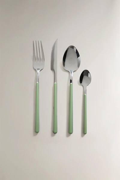 ENSEMBLE COUVERTS MANCHE VERT (LOT DE 4)