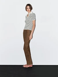 Striped cotton blend polo T-shirt