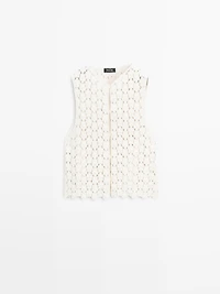 Cotton crochet vest with floral details