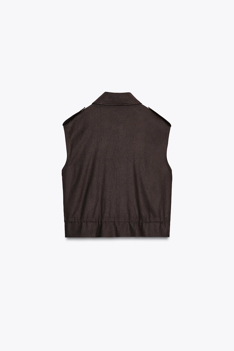 GILET CARGO AVEC LIN