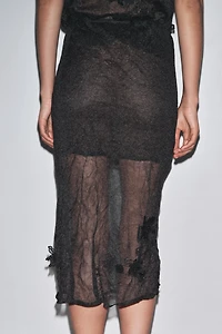 SEMI-SHEER STRUCTURED KNIT SKIRT