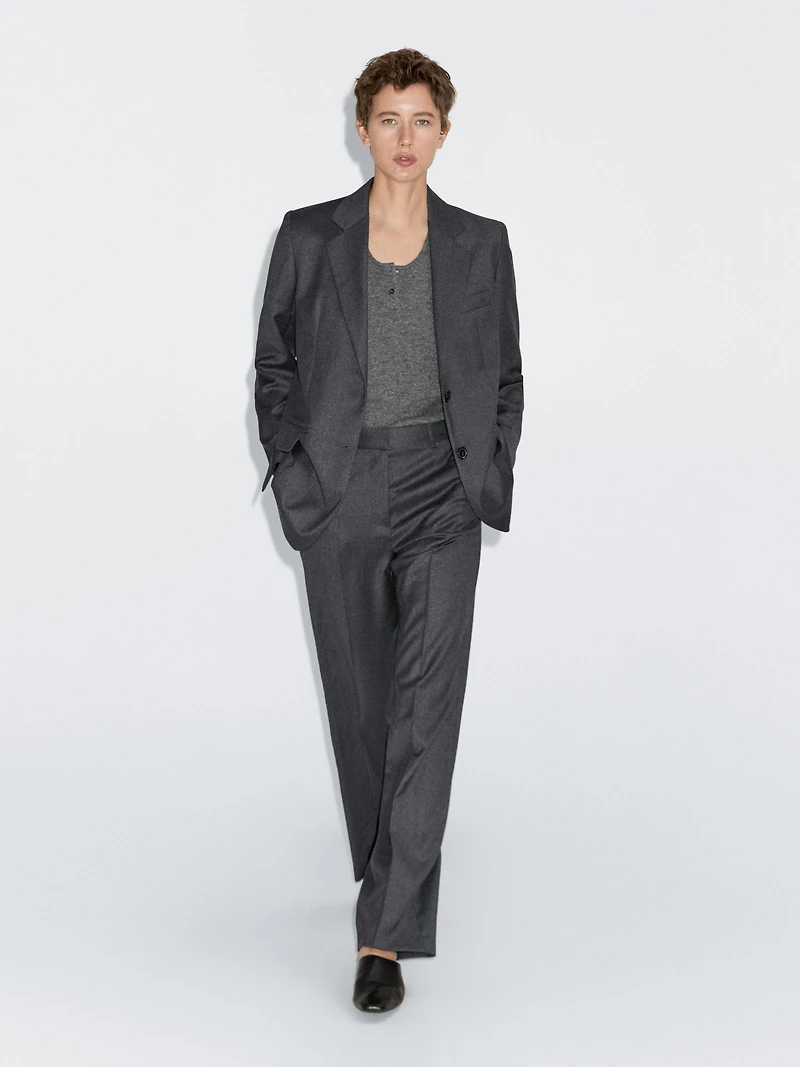 100% wool flannel suit trousers