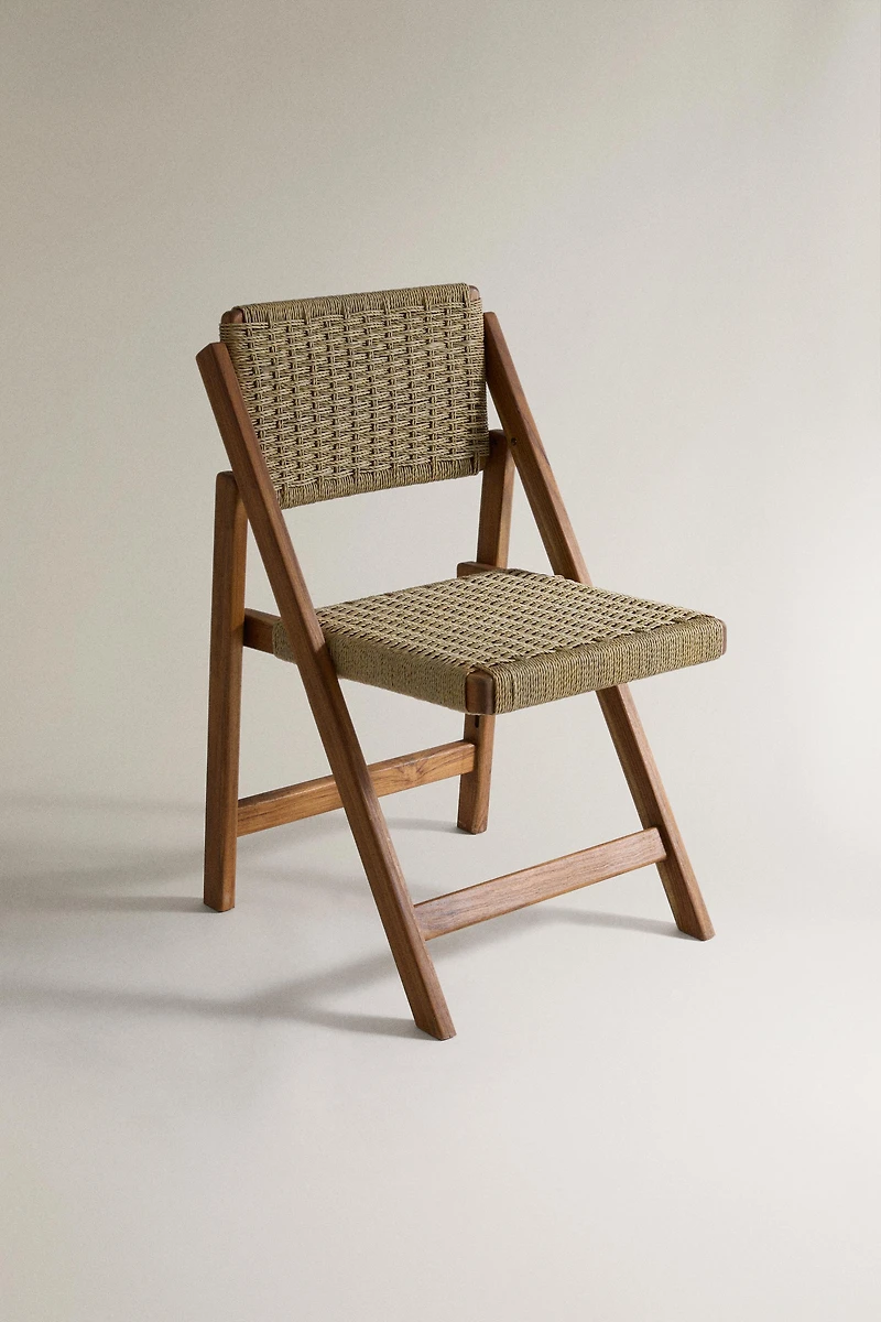WOVEN TEAK OUTDOOR FOLDING CHAIR
