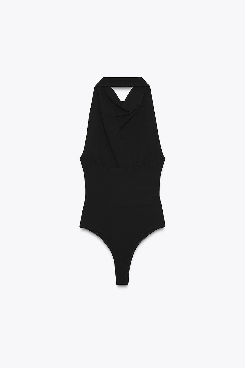 OPEN BACK HALTER BODYSUIT