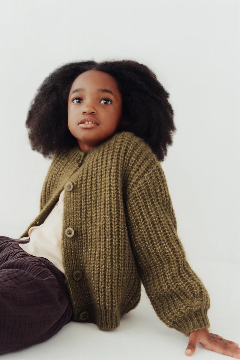 CHUNKY WOOL BLEND CARDIGAN