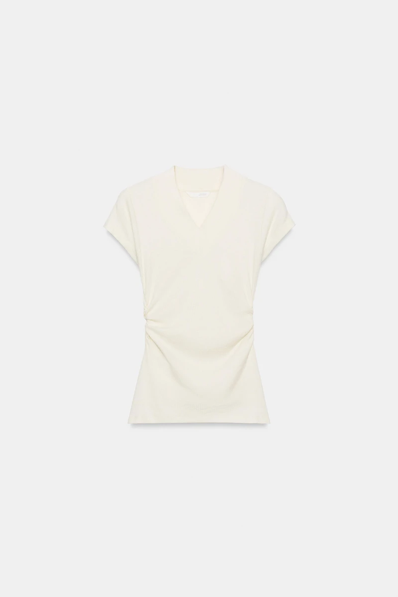 T-SHIRT DRAPÉ EN LIN