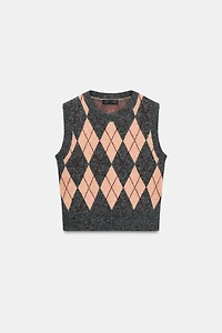 GILET EN MAILLE À LOSANGES