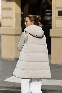 LONG PADDED HOODED VEST