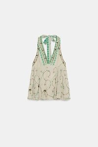 TOP HALTER IMPRIMÉ BRODÉ
