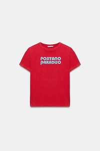 WASHED EFFECT TEXT T-SHIRT