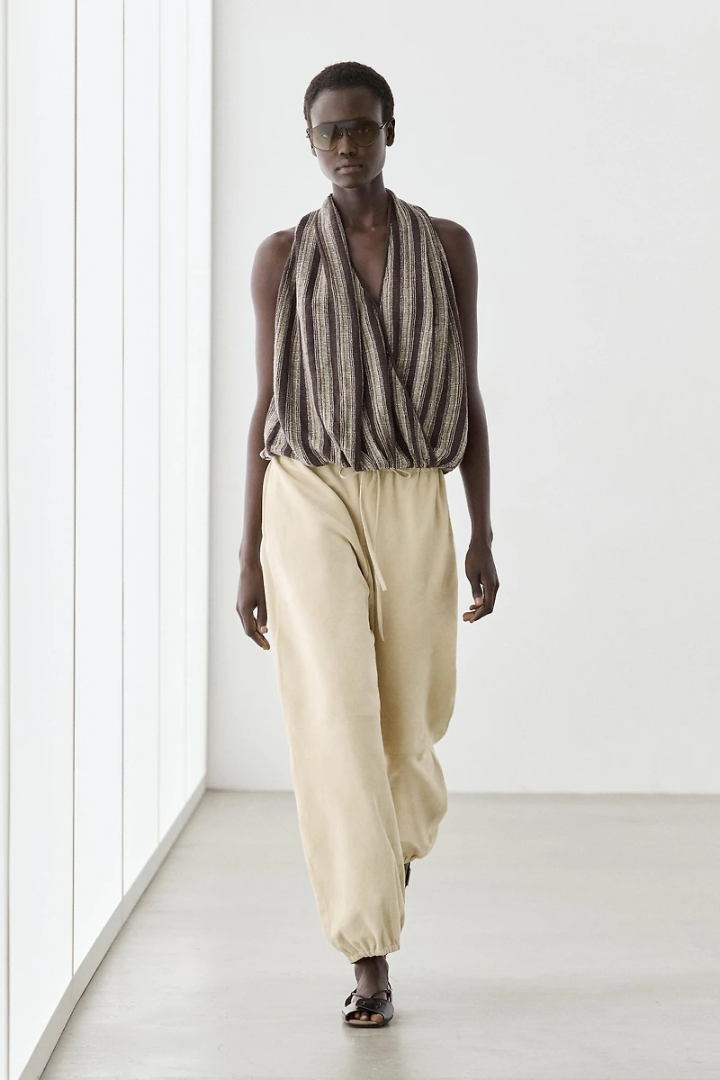 Surplice top with striped detail