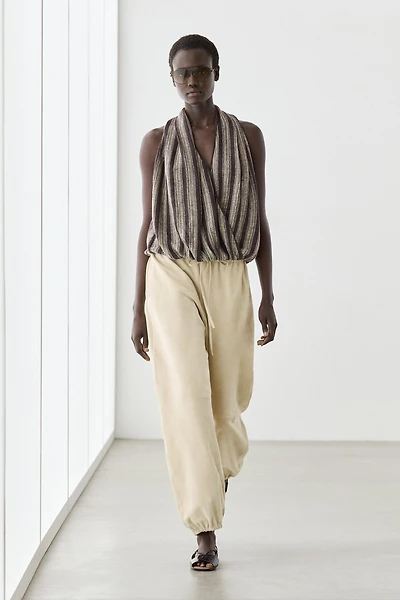 Surplice top with striped detail