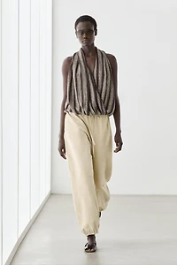 Surplice top with striped detail