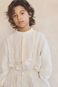 AGES 6-10 / LIMITED EDITION LINEN COTTON BLOUSE WITH PLEATS
