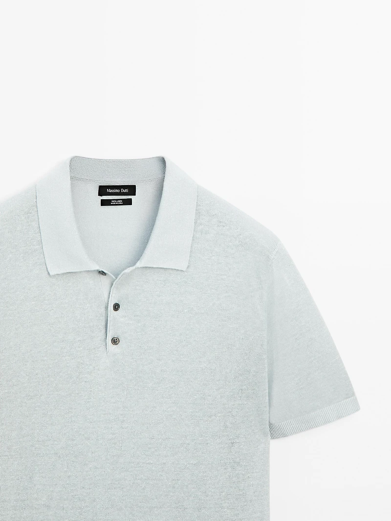 100% linen knit polo shirt
