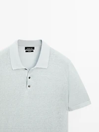 100% linen knit polo shirt