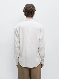 Cotton blend regular fit striped shirt