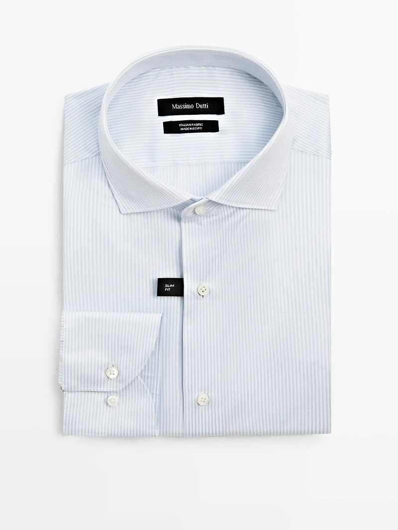 Slim fit 100% cotton double stripe shirt