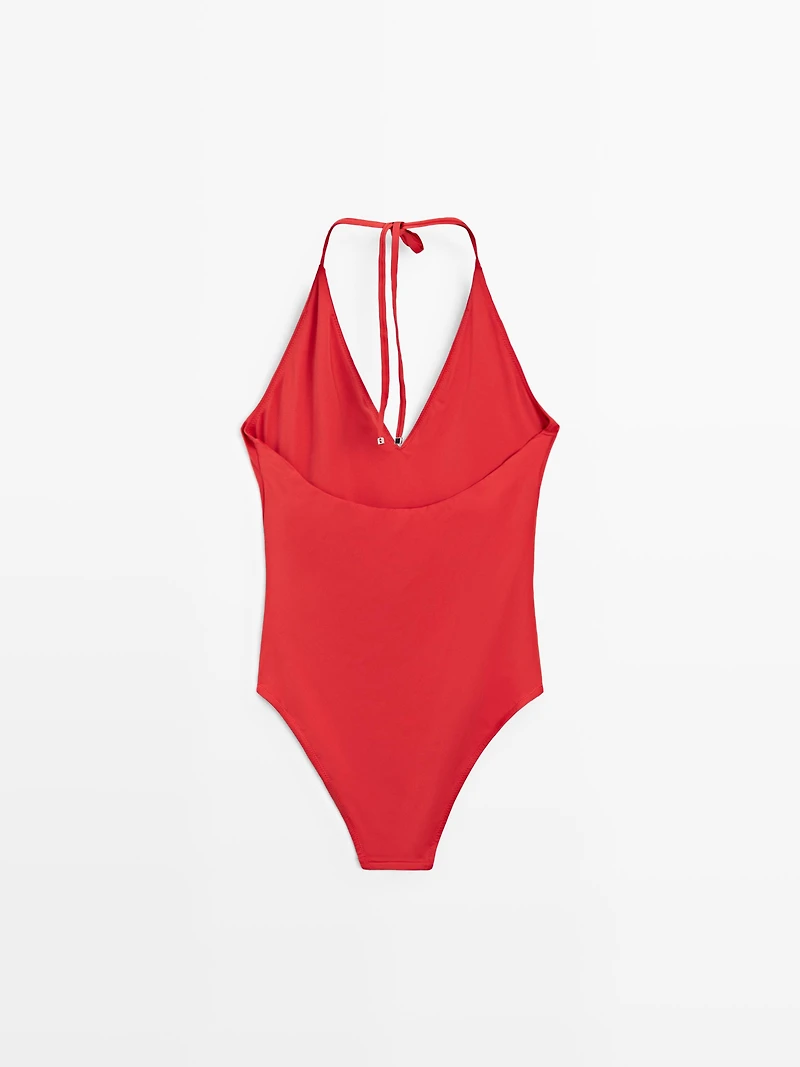 Halter V-neck swimsuit