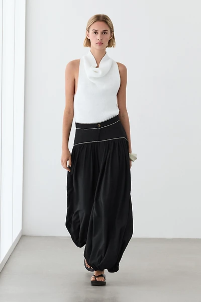 Pantalon fluide contrastant