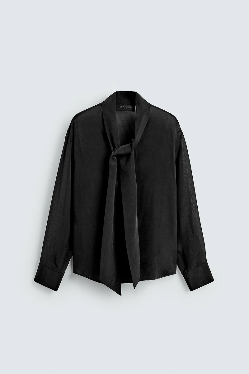 CHEMISE SEMI-TRANSPARENTE À NŒUD