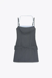 CONTRASTING PINSTRIPE DRESS