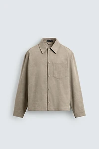 RELAXED FIT FAUX SUEDE OVERSHIRT