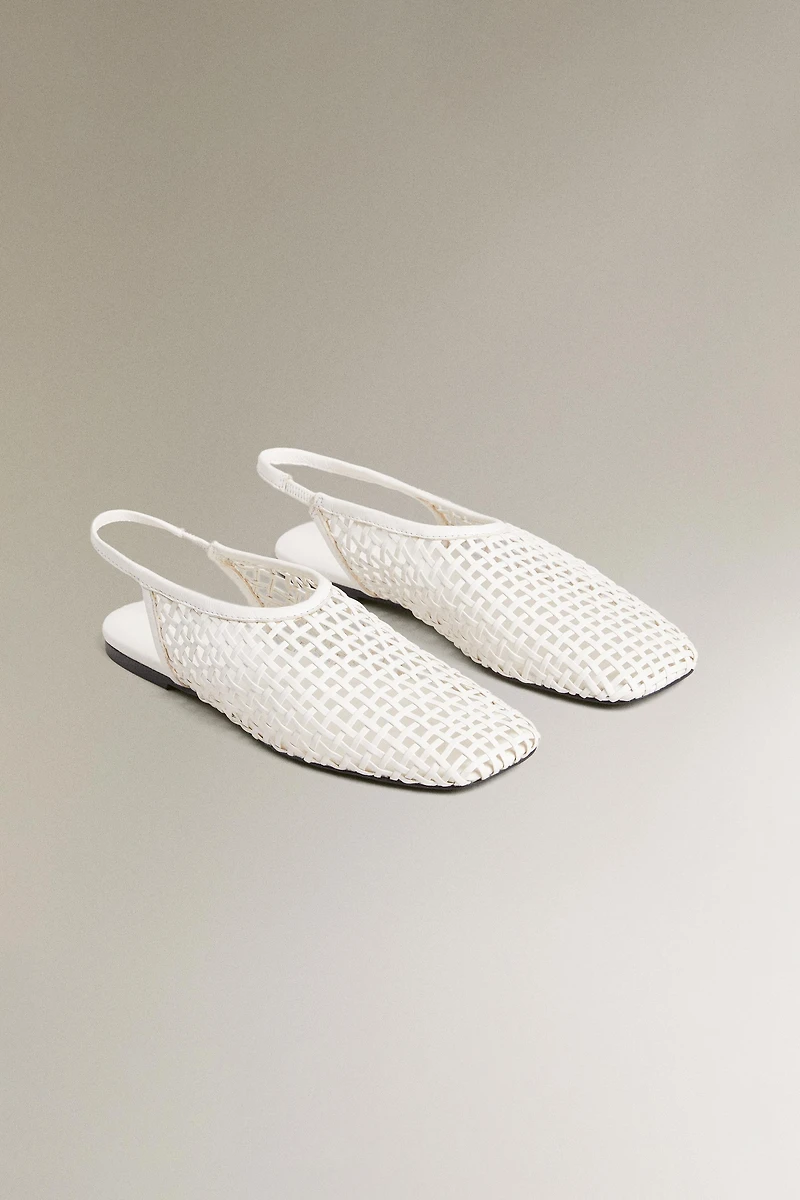 BRAIDED LEATHER SLINGBACK BALLET FLATS