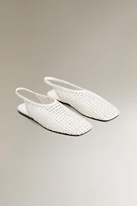 BRAIDED LEATHER SLINGBACK BALLET FLATS