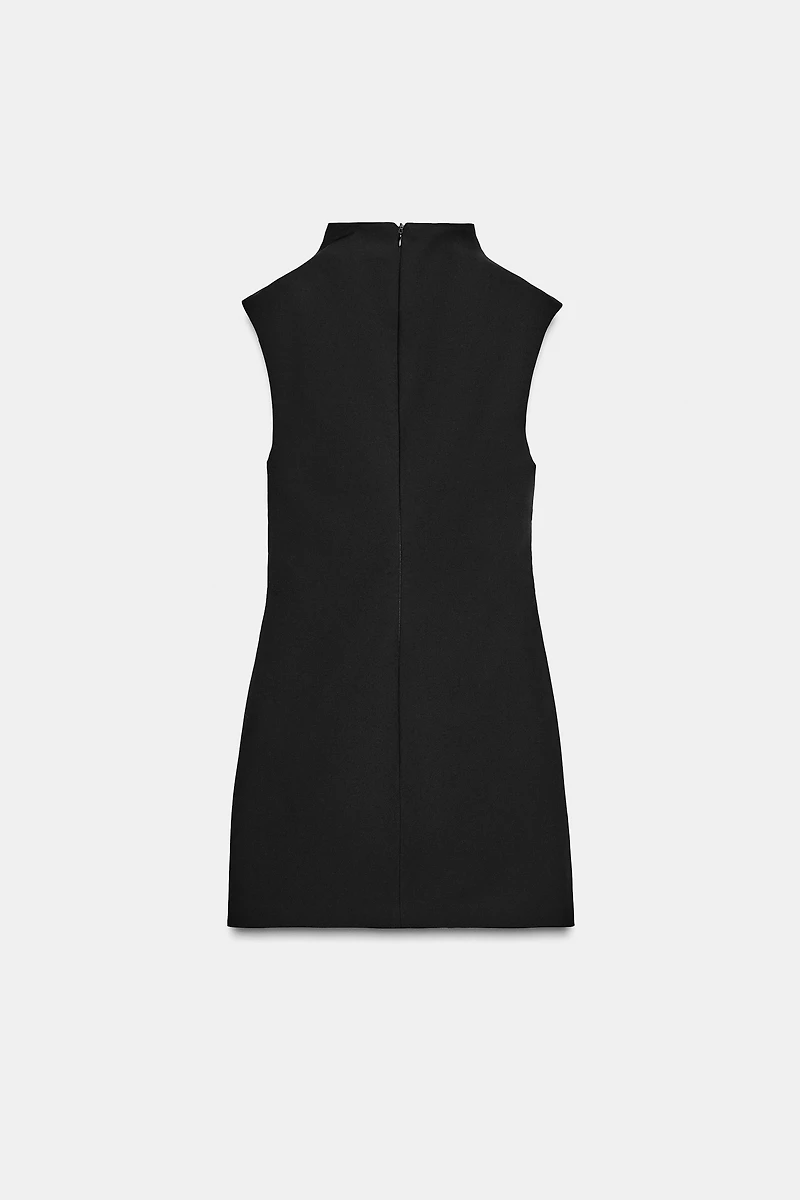 SHORT TOPSTITCH TIE DRESS
