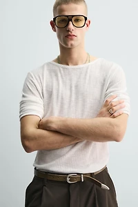 T-SHIRT RELAXED FIT STRUCTURÉ CANNELÉ
