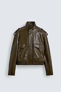 FAUX LEATHER CROPPED FIT JACKET