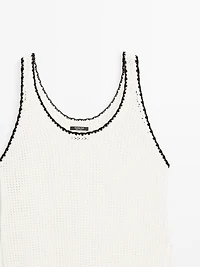 100% cotton strappy crochet top