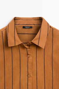 Striped fluid cotton and silk blend shirt